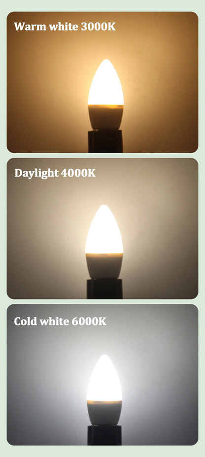 5-12pcs E14 E27 Lampadina Led 220V 110V 3W 5W 6W 7W Illuminazione Calda 3000K 6000K Lampada a Candela Led Lampadario Luce per la Decorazione Domestica