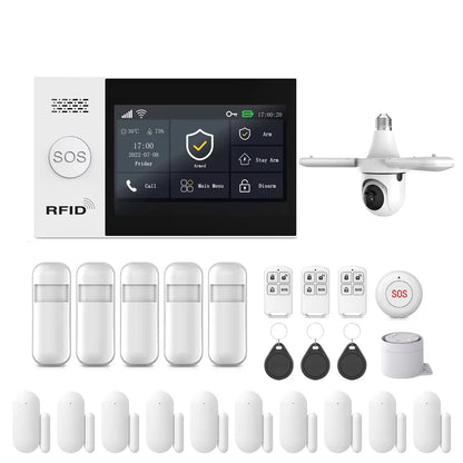 Allarme GSM WiFi compatibile con l'app Tuya Smart Life, rilevatore di intrusioni wireless per casa, garage, ufficio, negozio, protezione con avvisi in tempo reale.