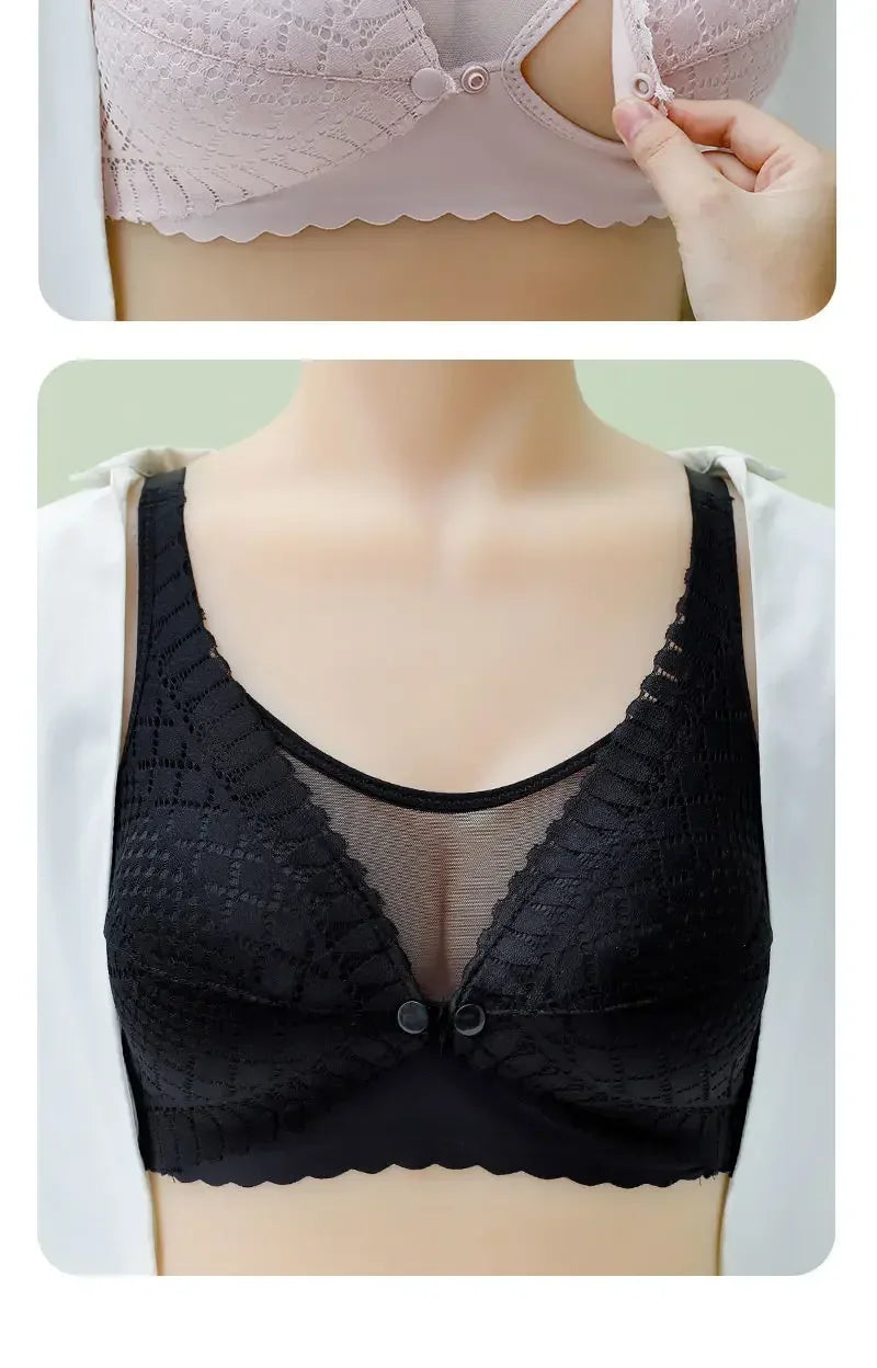 Reggiseno per allattamento premaman con bottone frontale Intimo raccolto regolabile Reggiseno per allattamento confortevole per l'allattamento di vestiti per donne incinte