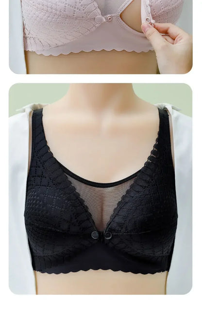 Reggiseno per allattamento premaman con bottone frontale Intimo raccolto regolabile Reggiseno per allattamento confortevole per l'allattamento di vestiti per donne incinte