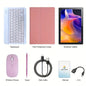 Tablet Android Koomdigi T30 Pro, dotato di schermo touchscreen HD da 10,1 pollici con risoluzione 1280x800, memoria interna da 128 GB con possibilità di espansione fino a 1 TB tramite scheda TF, processore MTK, tastiera e cu