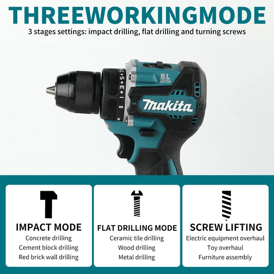 Makita Originale. Trapano Avvitatore a Batteria DDF487 Senza Spazzole, Cacciavite Elettrico a Impatto Ricaricabile, Utensile Elettrico 18V