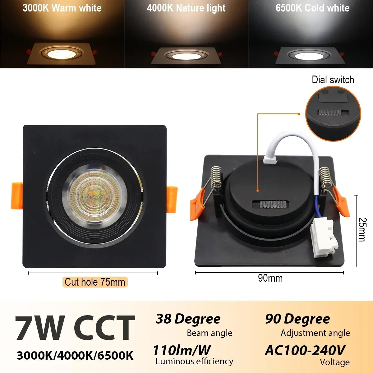 4-20 pezzi 3 CCT LED plafoniera 3000K 4000K 6500K pieghevole da incasso per la casa camera da letto bagno soggiorno illuminazione Lamparas Led