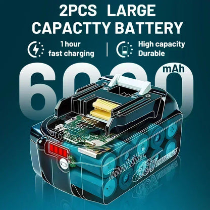Batteria per utensili Makita 18V 100% originale, 6.0Ah, potenza stabile, per utensili elettrici della serie Makita 18V LXT, sostituisce la batteria originale.