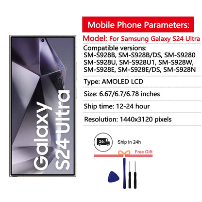 Display Super AMOLED per Samsung Galaxy S24 Ultra Display LCD Touch Screen Digitizer Assembly per Samsung S24 Ultra Display