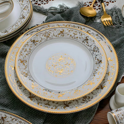 2 pz/set, 8 + 10 pollici, set da pranzo bone china piatti e piatti, piatti da buffet in ceramica per feste, caricabatterie per piatti in porcellana, feste