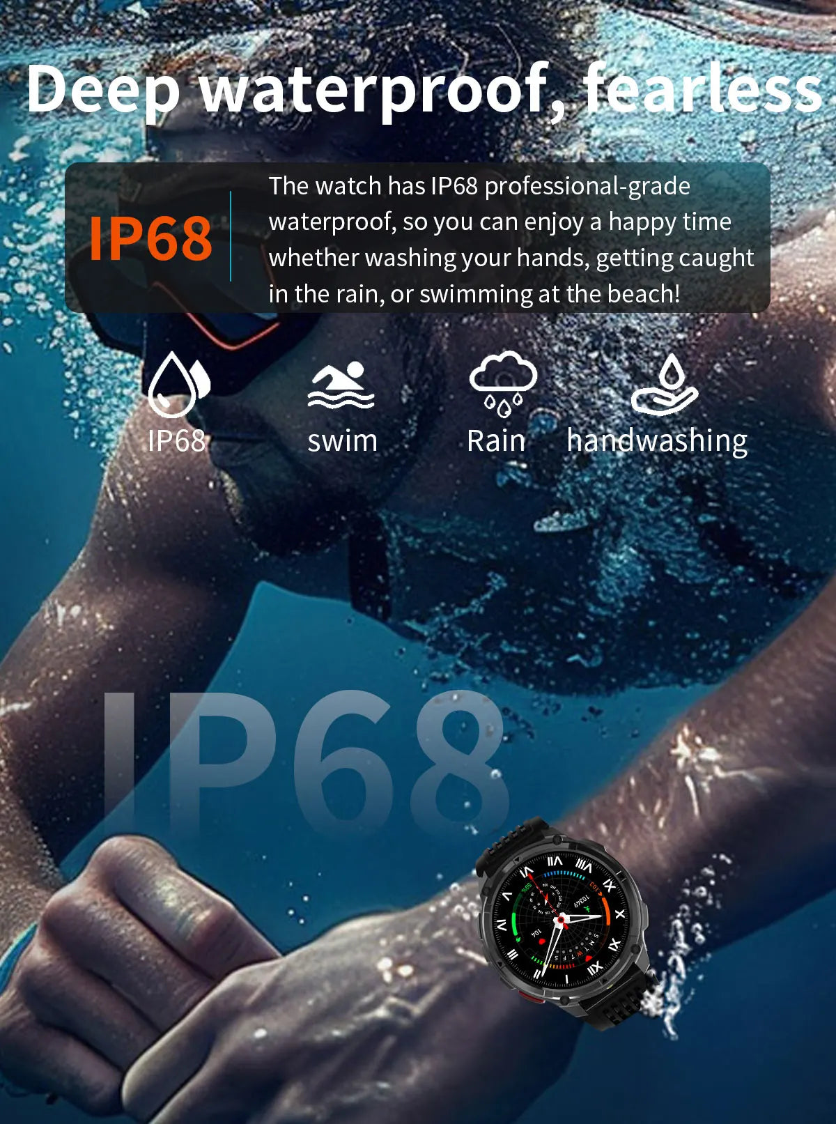 Nuovo Smartwatch T-REX3 Ultra con Batteria da 1100mAh, Impermeabile 10ATM, GPS, Bussola, Torcia, Display AMOLED HD da 1.7'', Chiamate, Orologio Sportivo Intelligente per Uomo
