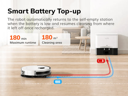 Robot Aspirapolvere ILIFE A30 Pro con Stazione di Svuotamento Automatico, Forte Aspirazione 5000Pa, Navigazione LDS, 180 Minuti di Autonomia, Funzione 2-in-1 Lavaggio e Spazzamento, Controllo APP, Pulizia di Pavimenti e Tappe