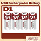 Batteria agli ioni di litio da 1,5 V formato D, 12000 mWh, ricaricabile tramite USB per torce, scaldabagni, giocattoli, include cavo di ricarica gratuito
