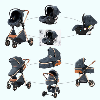 Passeggino Magic ZC 3 in 1, Sistema da Viaggio Compatto e Pieghevole con Navicella, Seggiolino Auto per Neonati e Seduta Reversibile, Carrozzina High Landscape, Ruote Ammortizzate, Manubrio Regolabile, Chiusura con Una Mano,
