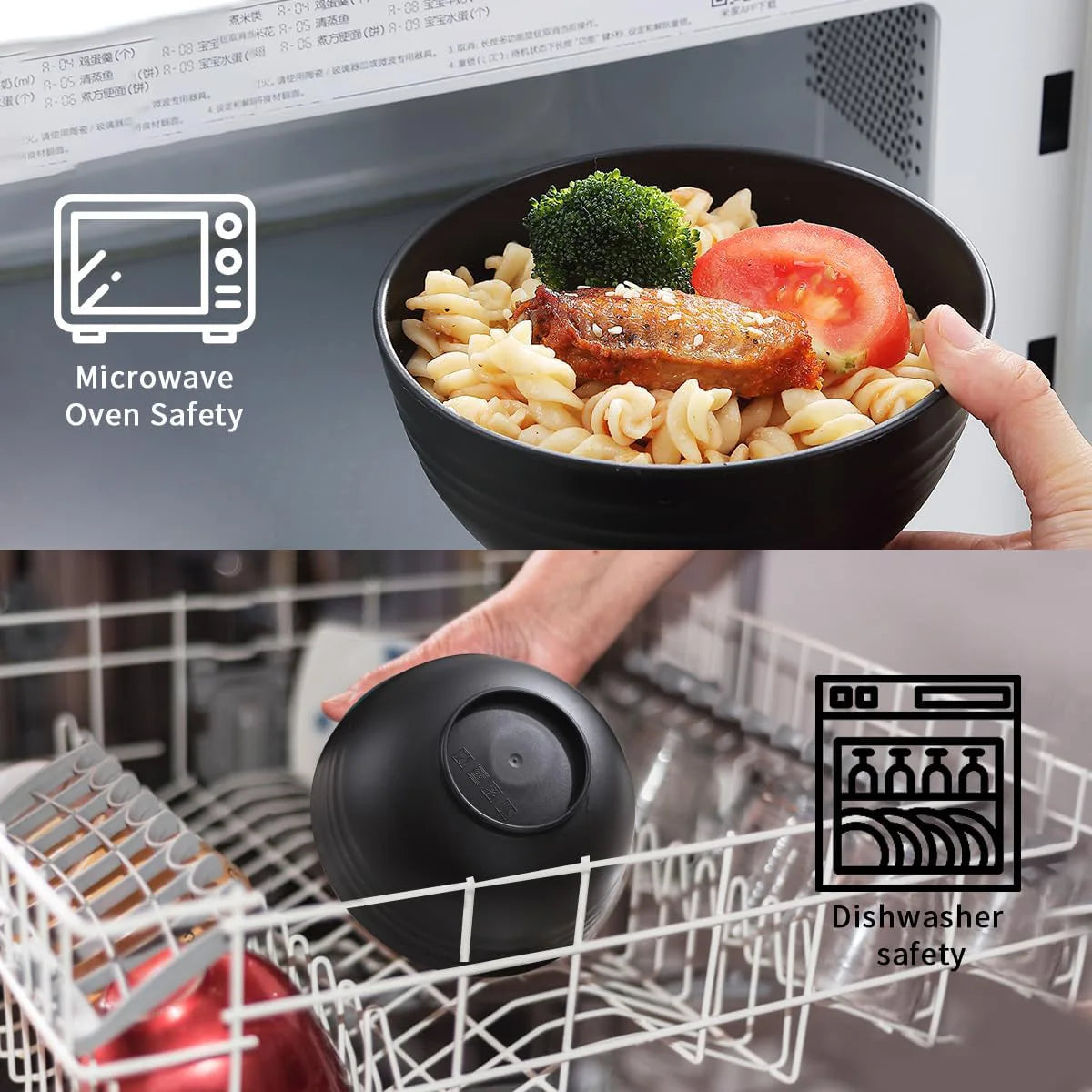 Set di ciotole in plastica da 12/6 pezzi da 26 once, per la cucina di casa, ristorante, caffetteria, sicuro per microonde, insalata, zuppa di riso, ramen, snack, ciotola