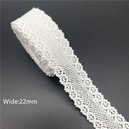 10mm-50mm 2 metri di nastro di pizzo di cotone 100% bianco per abbigliamento tessuto da cucito rifiniture in cotone all'uncinetto nastro di pizzo accessori fatti a mano