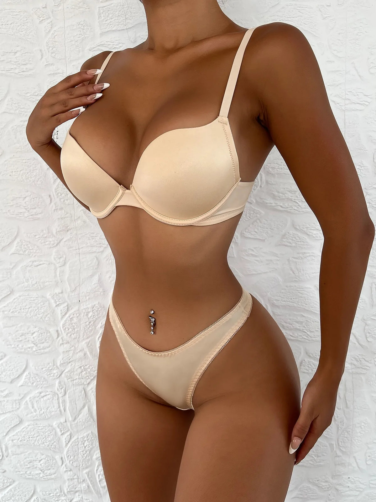 Moda Solido Sexy    Chiusura posteriore push up in due pezzi    Set lingerie vestiti da donna U202