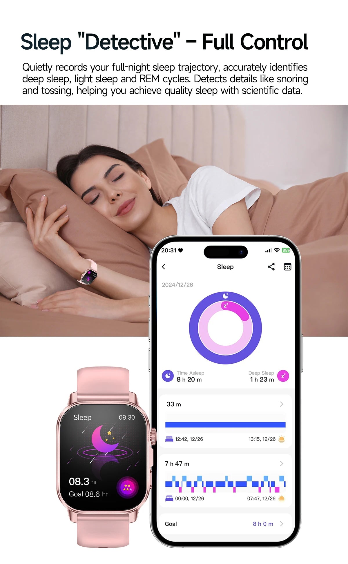Nuovo Smartwatch per Uomo con Diagnosi ECG Accurata, Misurazione di Pressione Sanguigna, Ossigeno nel Sangue, Grasso nel Sangue, Acido Urico, Temperatura, Chiamate Bluetooth