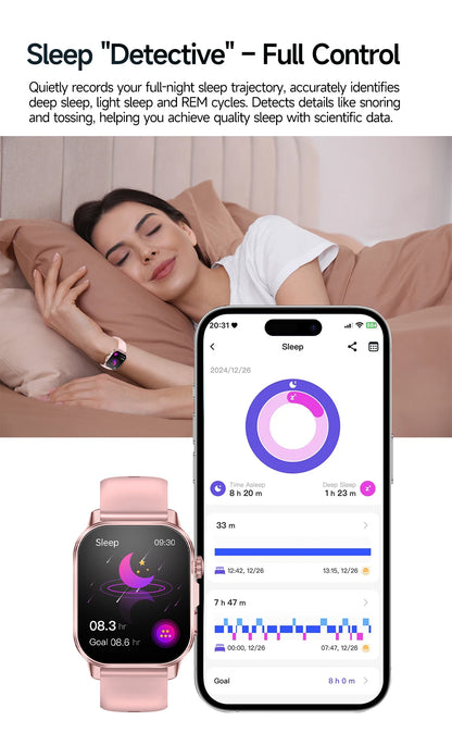 Nuovo Smartwatch per Uomo con Diagnosi ECG Accurata, Misurazione di Pressione Sanguigna, Ossigeno nel Sangue, Grasso nel Sangue, Acido Urico, Temperatura, Chiamate Bluetooth