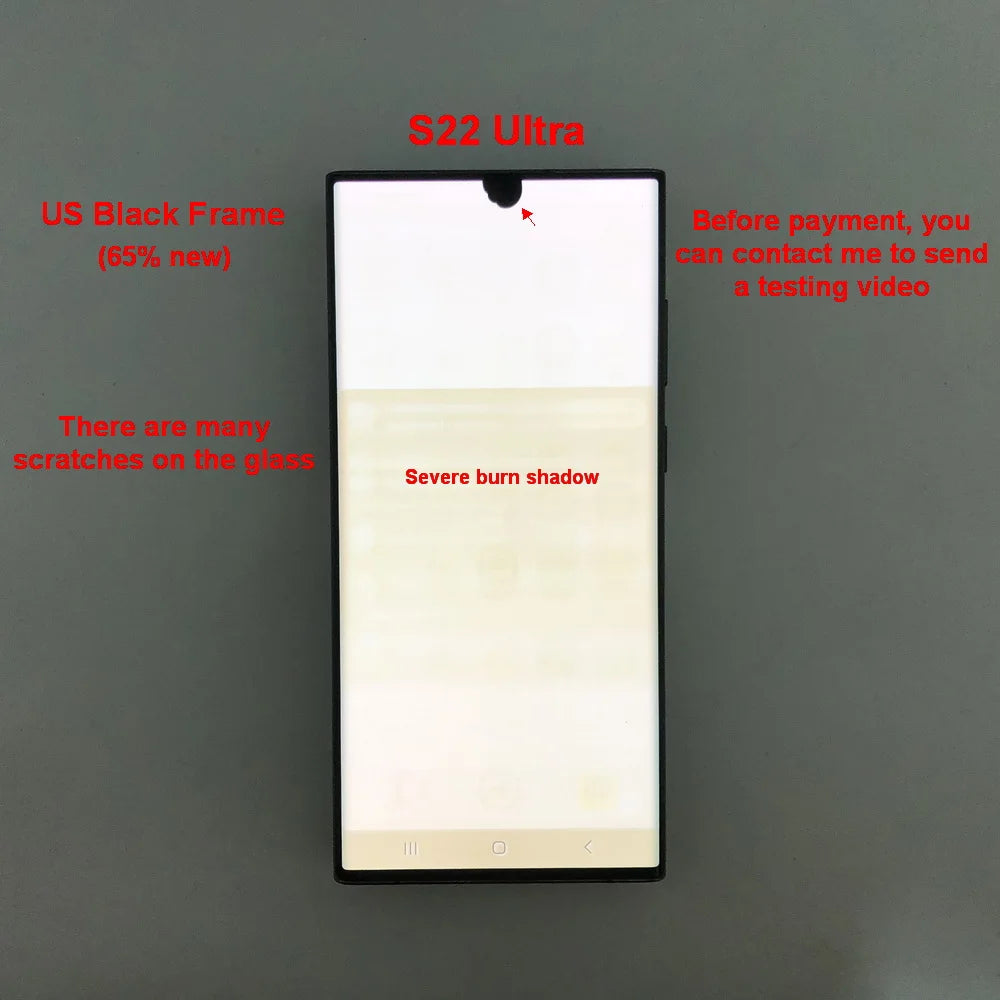 Display Super AMOLED per Samsung Galaxy S22 Ultra LCD SM-S908 S908U S908E, Schermo Touch Digitizer di Ricambio con Difetti