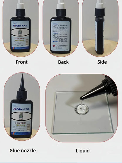Adesivo UV Kafuter K-300 K-302 K-303 K-306, Colla Trasparente per Vetro, Acrilico e Cristallo, per Riparazioni Fai-da-Te, 50g