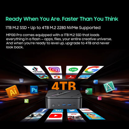 Mini PC aziendale Blackview MP100 Pro, Windows 11 Pro, due opzioni di processore Intel 12ª generazione i3-1215U / i5-12450H, 16GB RAM DDR4, SSD M.2 NVMe 512GB, WiFi 6, uscita video 4K UHD, chip di sicurezza TPM 2.0, pi