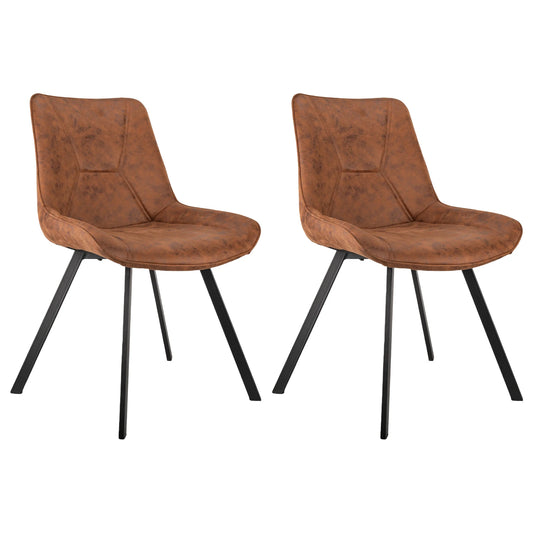 Set di 2 sedie da pranzo moderne in ecopelle con gambe in metallo marrone, per ufficio/soggiorno, 75 × 45 × 57 cm