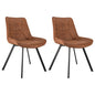 Set di 2 sedie da pranzo moderne in ecopelle con gambe in metallo marrone, per ufficio/soggiorno, 75 × 45 × 57 cm