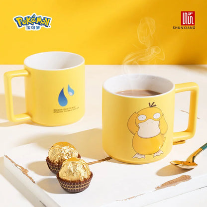SHUNXIANG Pokémon Licenza Psyduck Tazza 350ml Cartoon Tazza di Ceramica Colazione Latte Tazza di Caffè Autentico Anime Bicchieri Tazze di Acqua