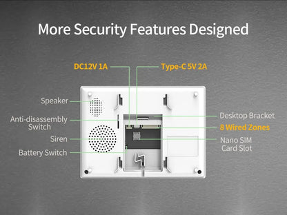 Sistema di allarme domestico Staniot da 7 pollici, wireless, WiFi, 4G, Tuya Smart, kit di protezione di sicurezza con sirena integrata da 115 dB e batteria da 5000 mAh