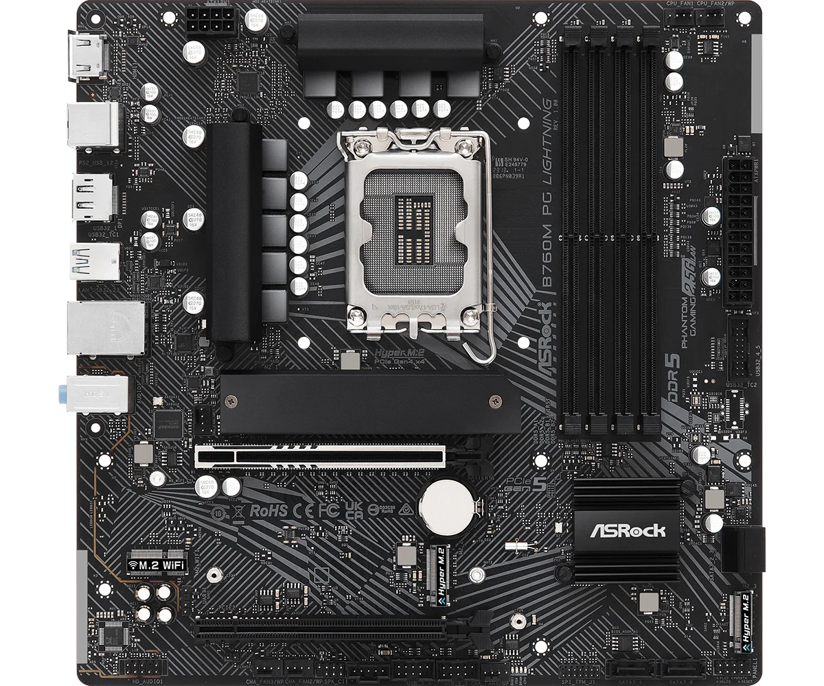 Scheda Madre ASROCK B760M PG LIGHTNING Intel B760 LGA1700 DDR5 256GB Supporto CPU 14900 14490 13700 13400 12900