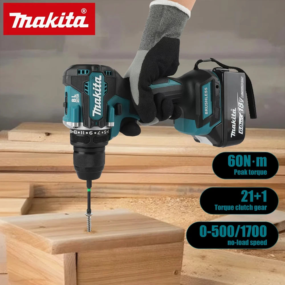 Makita Originale. Trapano Avvitatore a Batteria DDF487 Senza Spazzole, Cacciavite Elettrico a Impatto Ricaricabile, Utensile Elettrico 18V