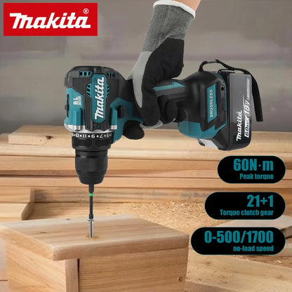 Makita Originale. Trapano Avvitatore a Batteria DDF487 Senza Spazzole, Cacciavite Elettrico a Impatto Ricaricabile, Utensile Elettrico 18V
