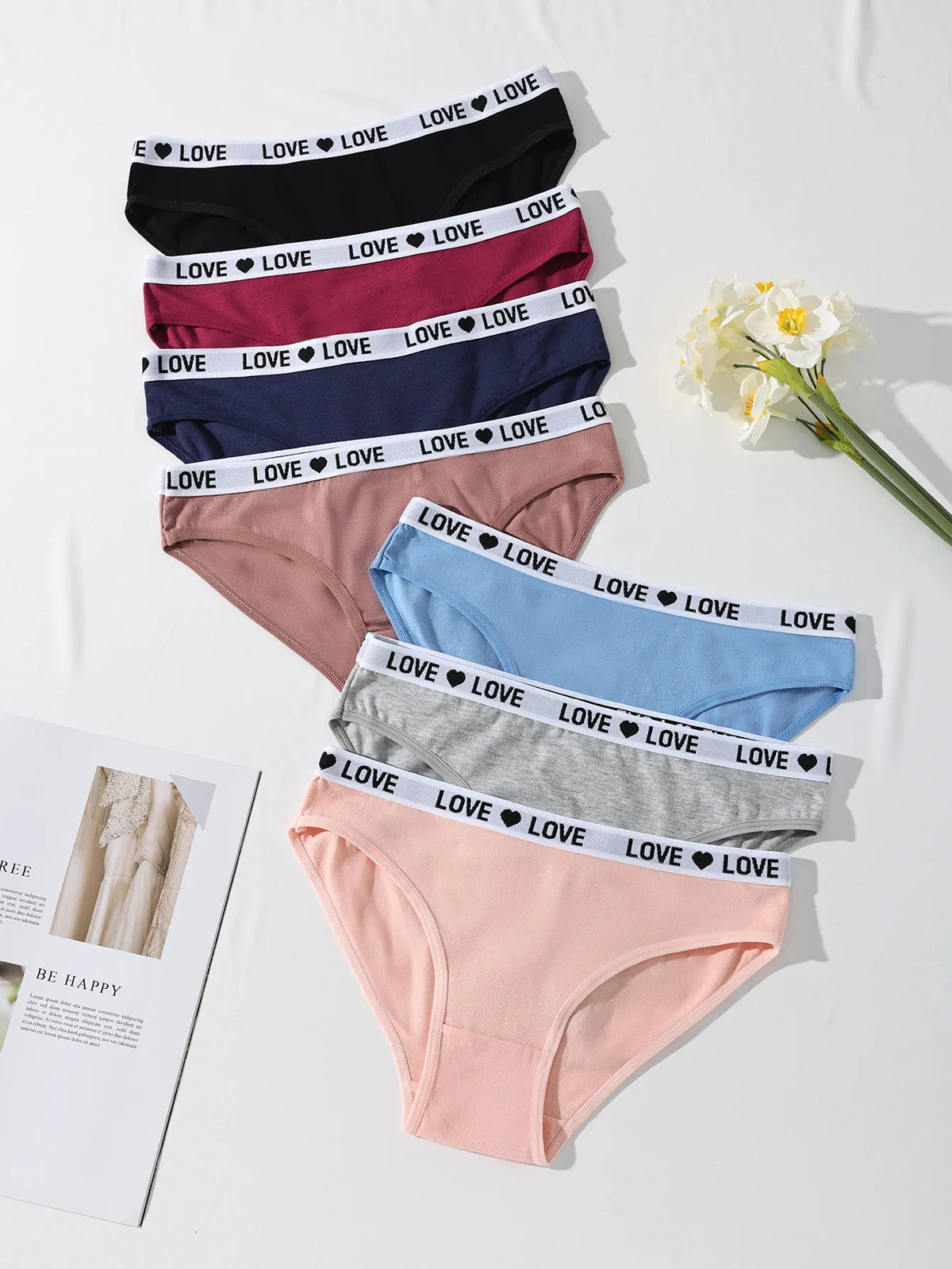 7 Pz/set Mutandine di Cotone da Donna Sexy Mutande a Righe Morbide Lettera Carina Slip per Ragazze Femminile Traspirante Stretch Lingerie XS-XL