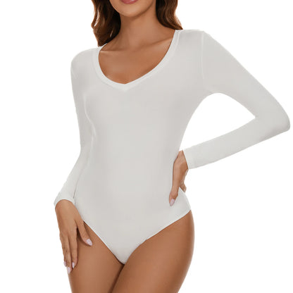 Tuta con scollo a V profondo tuta da donna a maniche lunghe Shapewear Shaper Lady Sexy uscire top abiti per il corpo vestiti caldi femminili autunno inverno