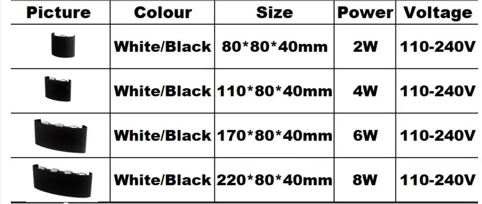 Lampada da parete a LED IP65 AC86-265V/DC12V-24V Illuminazione da giardino impermeabile per esterni Lampada da parete per scale per camera da letto interna in alluminio