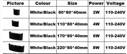 Lampada da parete a LED IP65 AC86-265V/DC12V-24V Illuminazione da giardino impermeabile per esterni Lampada da parete per scale per camera da letto interna in alluminio
