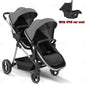Passeggino Doppio per Bambini da Esterno, Multifunzionale 3-in-1, con Due Seggiolini Auto per Bambini