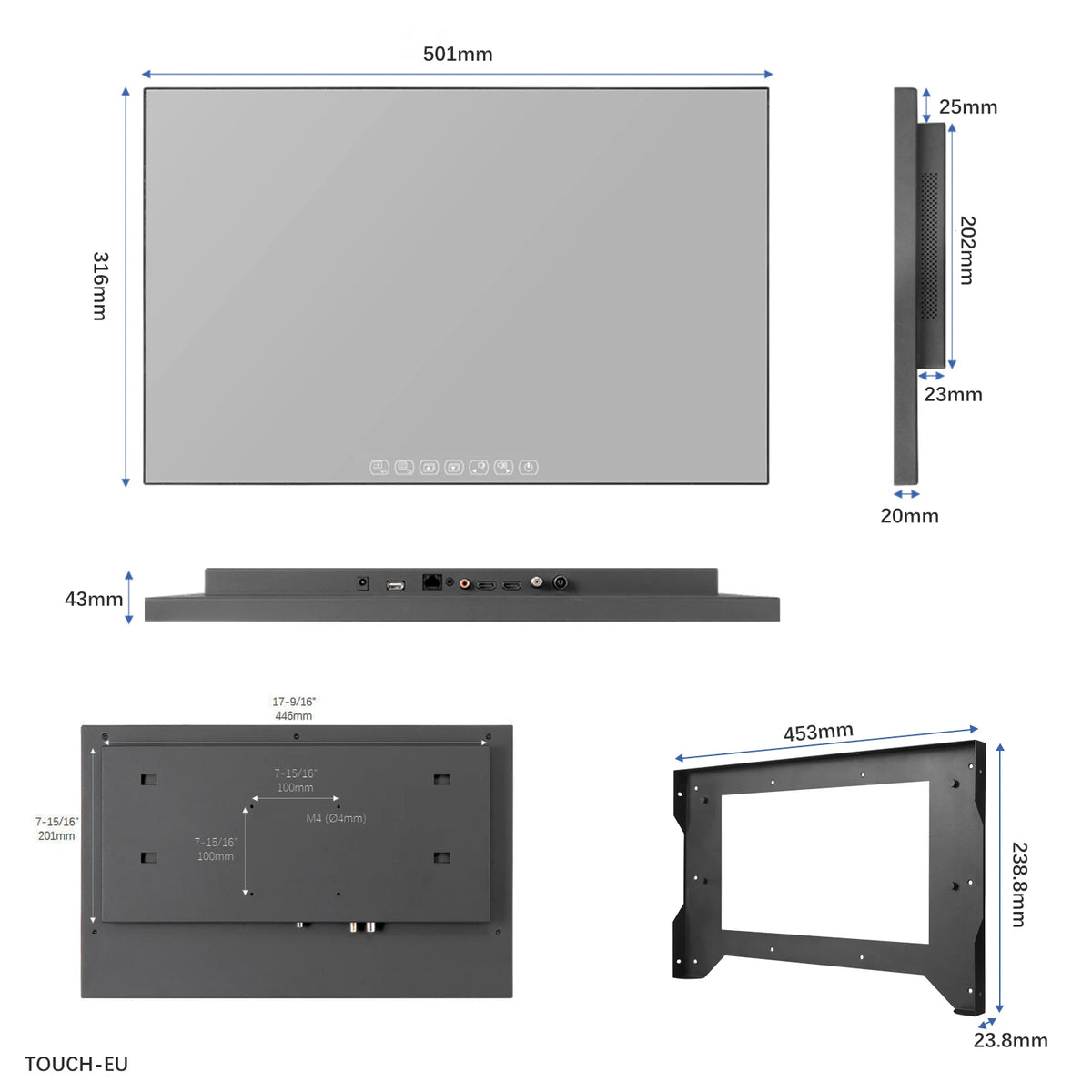Souria Specchio Intelligente Android con Touchscreen da 22 Pollici, Televisore LED per Bagno e SPA, FHD, Sintonizzatore DTV, DVB, Cucina