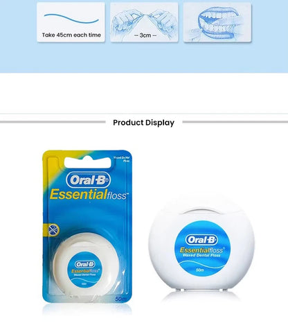 Filo interdentale essenziale Oral-B cerato alla menta, confezione da 50 m