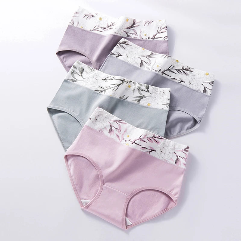 4PCS Mutandine da donna a vita alta Body Shaper Biancheria intima Mutande di cotone traspirante Plus Size M-5XL Slip dimagranti slip femminili