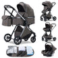 Passeggino 3 in 1 Passeggino multifunzionale Facile da viaggio pieghevole Seggiolino di sicurezza per carrozzina portatile Standard UE Spedizione gratuita