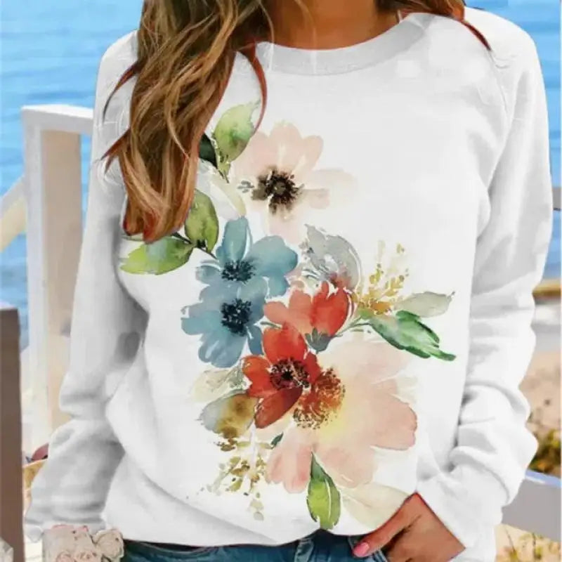 Autunno Paesaggio 3D Stampa Felpe Maniche Raglan da Donna Eleganti Felpe Casual Y2k Pullover Harajuku Magliette E Camicette Abbigliamento Femminile