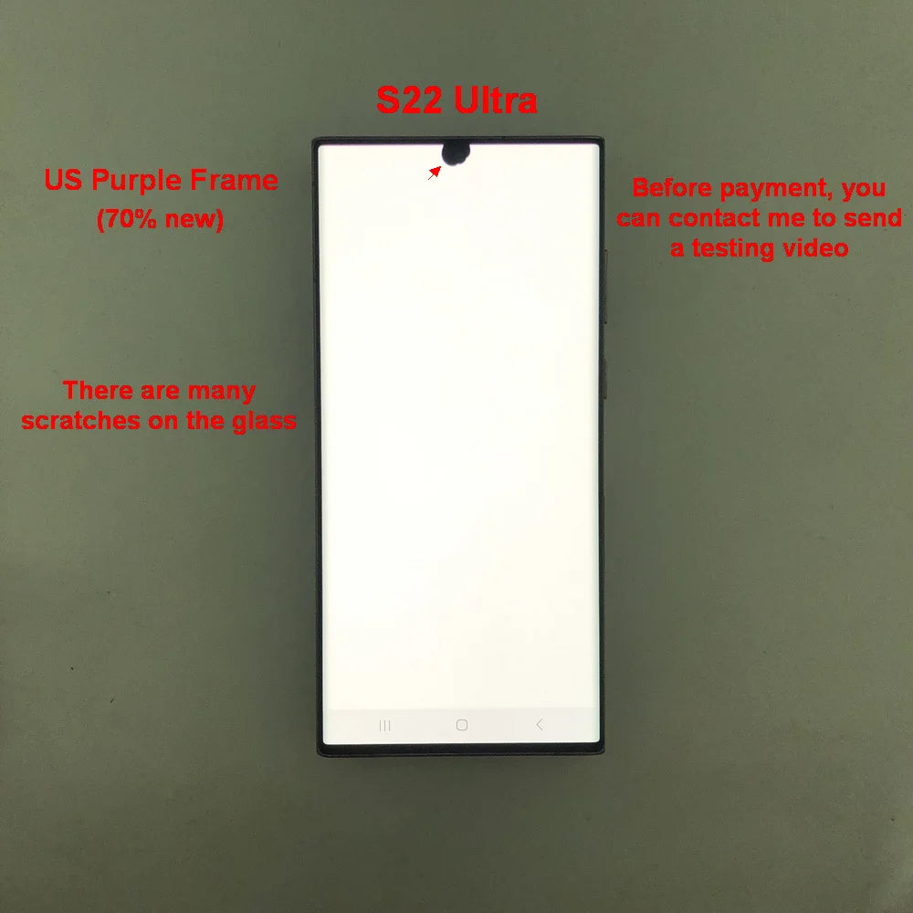 Display Super AMOLED per Samsung Galaxy S22 Ultra LCD SM-S908 S908U S908E, Schermo Touch Digitizer di Ricambio con Difetti