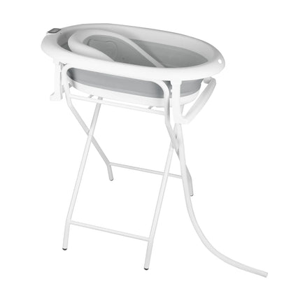 Vasca da bagno pieghevole per neonati con supporto – Vasca da bagno XXL per neonati con supporto, termometro 2.0, sedile da bagno e sistema di drenaggio – Perfetta per la doccia – Dalla nascita ai 3 anni – Ideale come