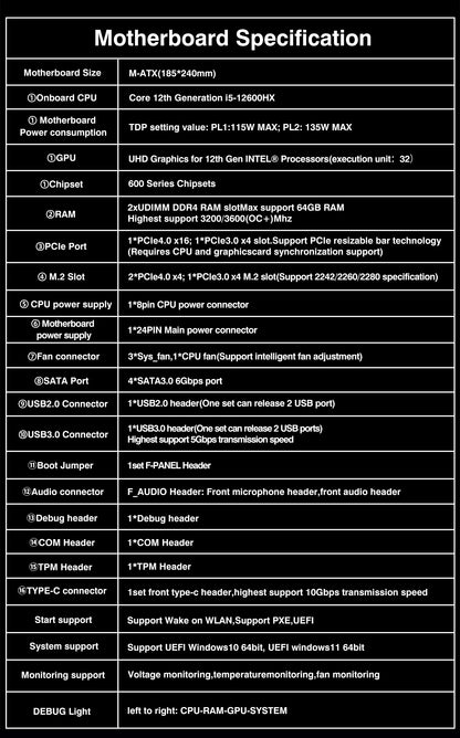 Combo Scheda Madre e CPU per PC Gaming Fai-da-Te ERYING, Intel Core i7/i9 12950HX/12850HX/12800HX, RAM DDR4, PCIe 4.0x16, LGA1151