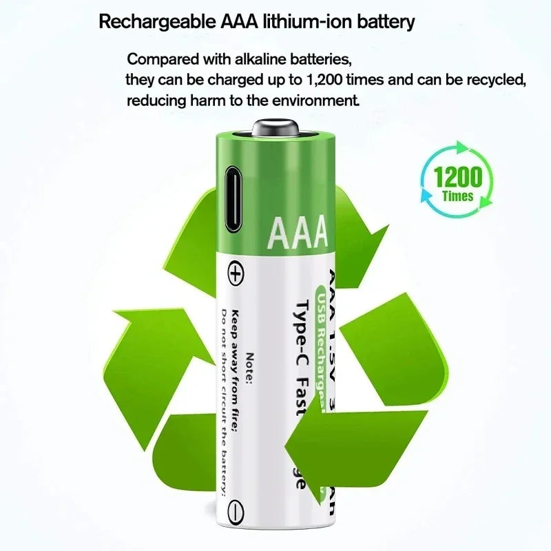 2026 NUOVA Batteria agli Ioni di Litio Tipo-C Ricaricabile ad Alta Capacità AA&AAA per Telecomando, Mouse, Giocattoli Elettrici