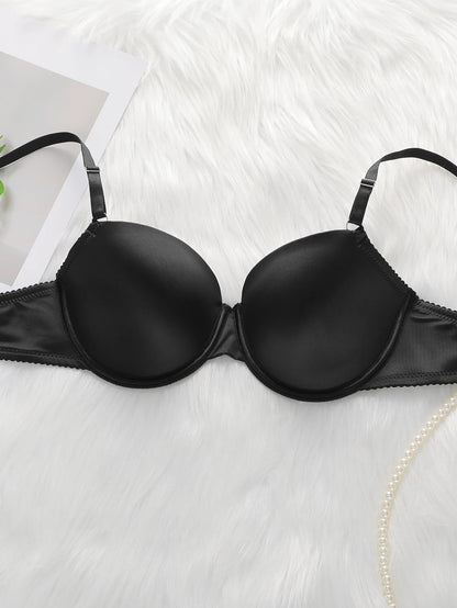 La biancheria intima reggiseno in tinta unita con raccolta sexy più venduta con circonferenza in vita regolabile Set intimo donna in due pezzi 2374