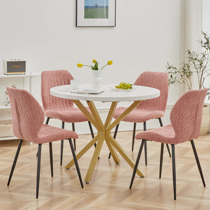 Tavolo da pranzo rotondo in stile nordico EGOONM, 100 cm, piano in MDF, gambe in metallo nero, ideale per sala da pranzo, cucina e arredamento della casa.