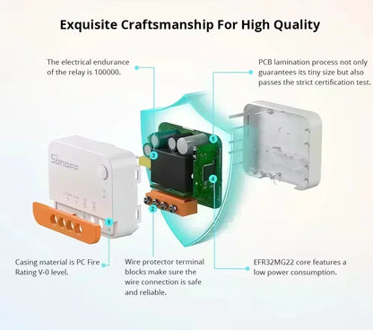 SONOFF ZBMINI L2 Extreme ZigBee Smart Switch Nessun cavo neutro richiesto Interruttore di controllo a 2 vie a 1 banda Funziona vocale Alexa con ZBBridge