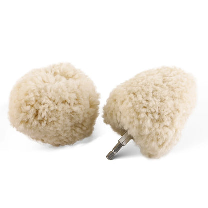 SPTA 1PC Sfera Lucidante in Lana Naturale da 4 Pollici (100mm) con Gambo Esagonale per Trapano Elettrico, Lucidatrice, Taglio, Riparazione Carrozzeria, Tampone Lucidante