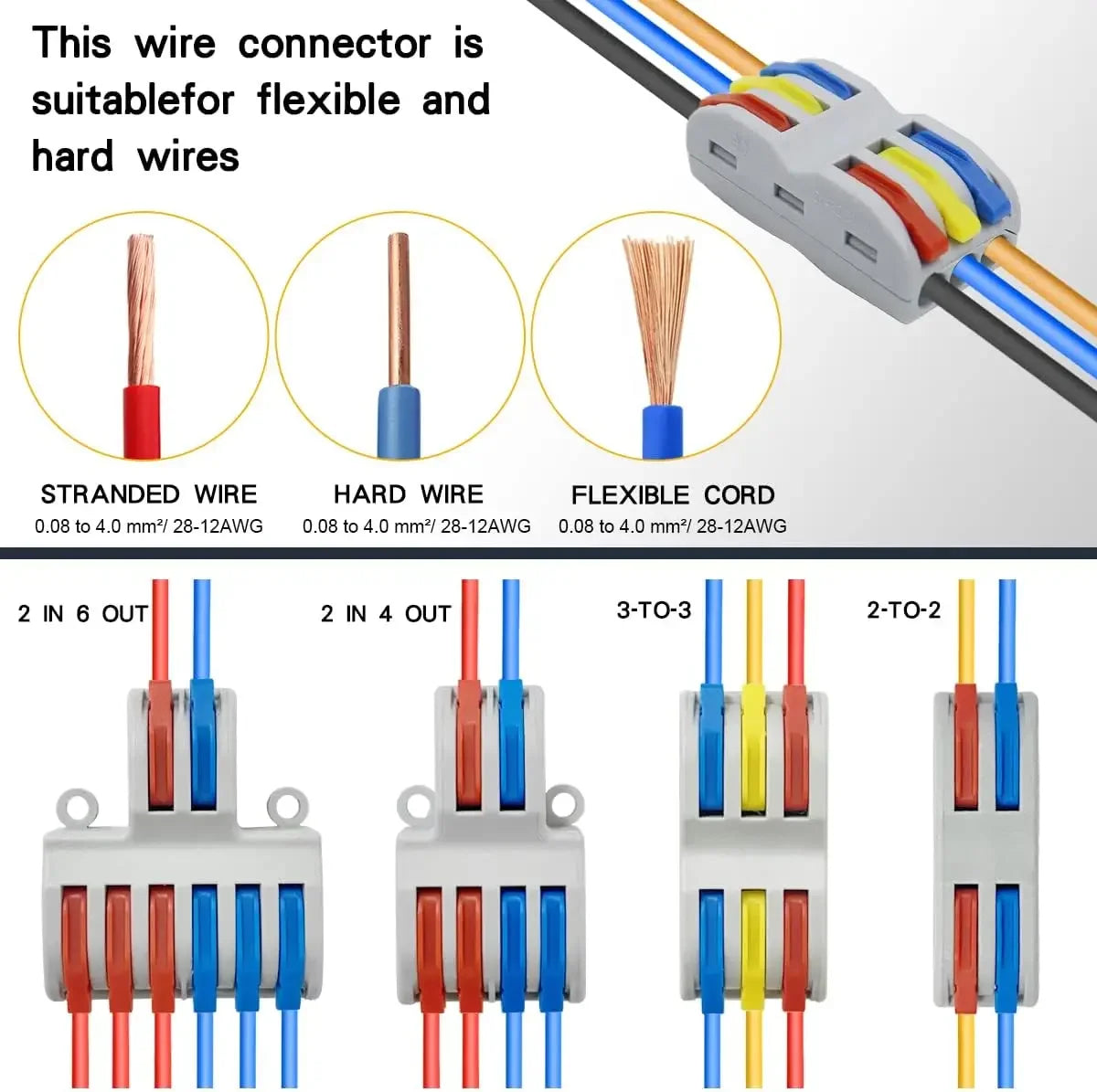 Mini connettori per cavi a cablaggio rapido 1/2/3/4/5 vie SPL Splitter compatto universale Conduttori elettrici Morsettiera domestica push-in