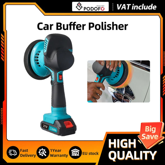 Lucidatrice per Auto Senza Fili Podofo 5500RPM a 6 Velocità, Strumento Elettrico per Lucidatura e Ceratura, Compatibile con Batteria Makita