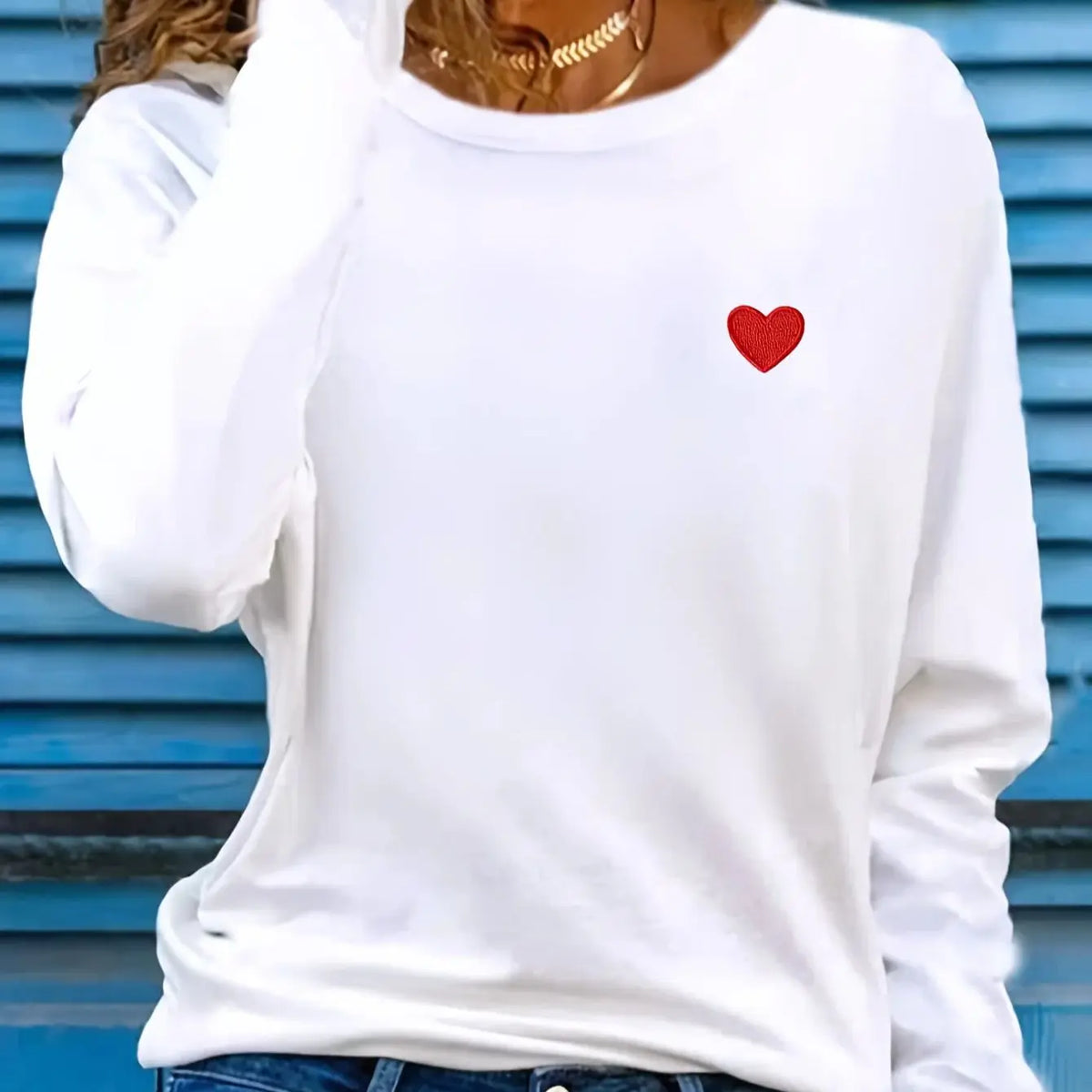 T-shirt da donna in 100% cotone, ideale per l'autunno e l'inverno, in bianco e nero, stile street, comoda, a maniche lunghe, con stampa, abbigliamento casual da donna.